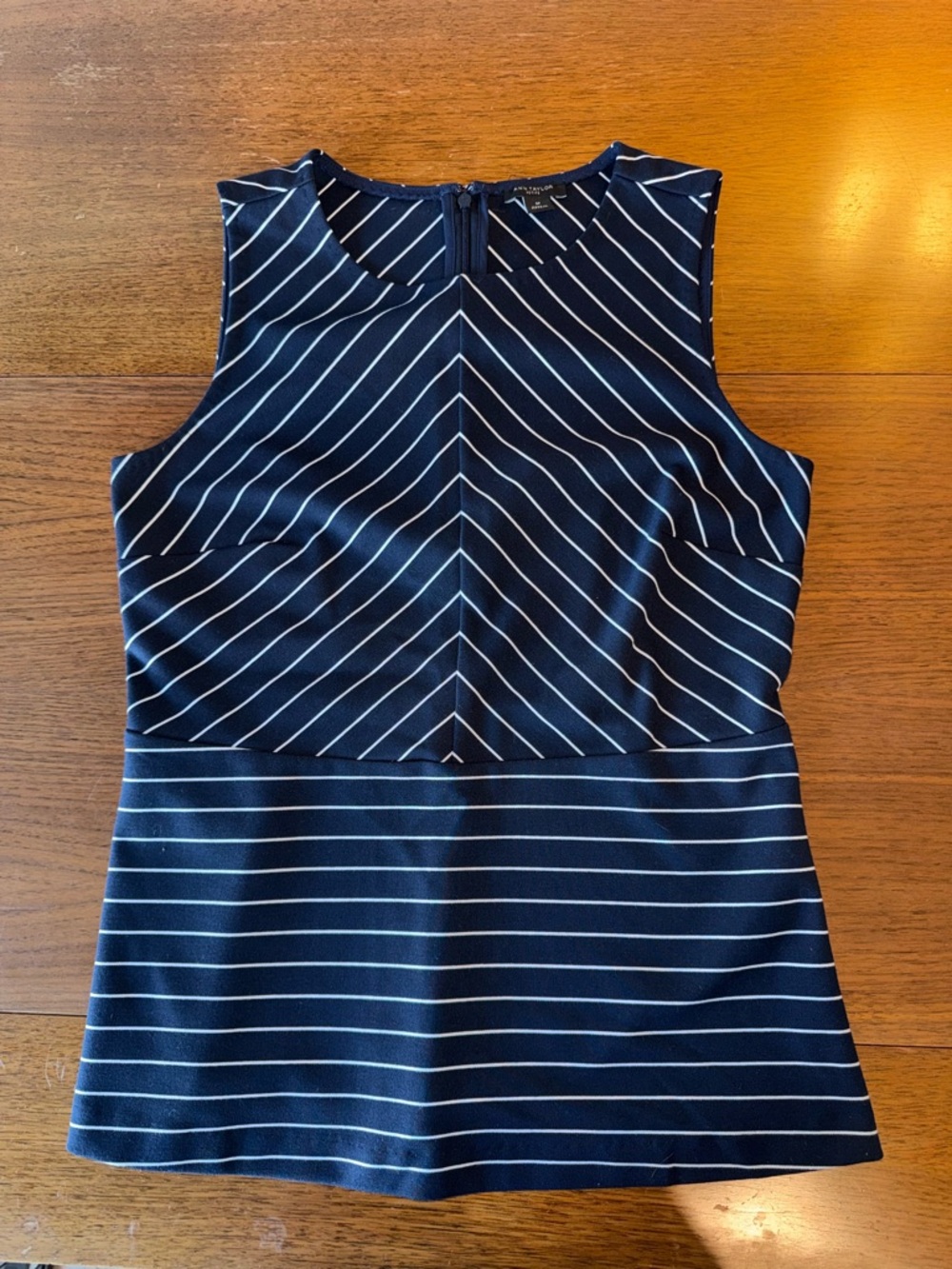 Ann Taylor Navy and White Striped Sleeveless Tank Top